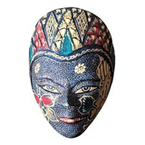 Máscara Decorativa Africana En Madera Tamaño Pequeño