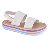 Sandalia Andrea Girls Suela De Colores Para Niña Blanco