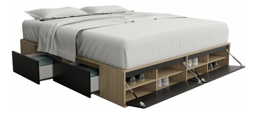 Cama Box Cajonera Con Zapatero P/ Sommier King 180 X 200