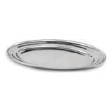 Kit 10 Travessas Oval Rasa Bandeja Para Porções Em Inox 35cm