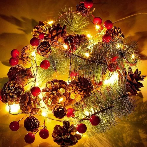Jingle Bells Pinecone Christmas Decoration String Lights    
