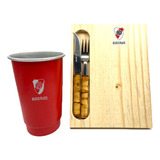 Set Asado Con Cubiertos Madera Y Vaso 1 Litro River Plate