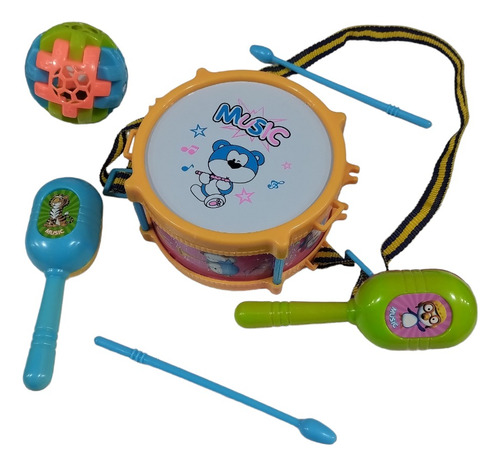 Sonajeros Combo Musical Infantil Pandereta Trompeta Bombo 