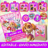 Kit Imprimible Paw Patrol Nena Cumples Editable Candy 100%