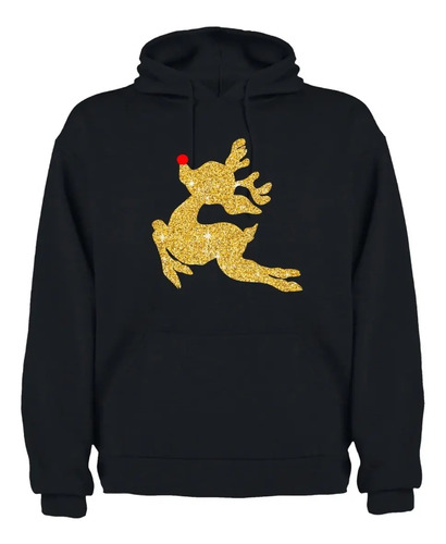 Sudadera Unisex Reno Navideño En Glitter, Navidad Familia