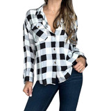 Blusa Camisa Tops Mujer  Manga Larga Botones