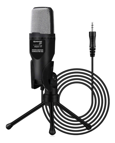 Microfone Condensador Soundvoice Sondcasting 650 Conector P2