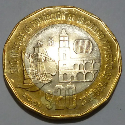 Moneda 20 Pesos Año 2019 500 Años De Fundación De Veracruz