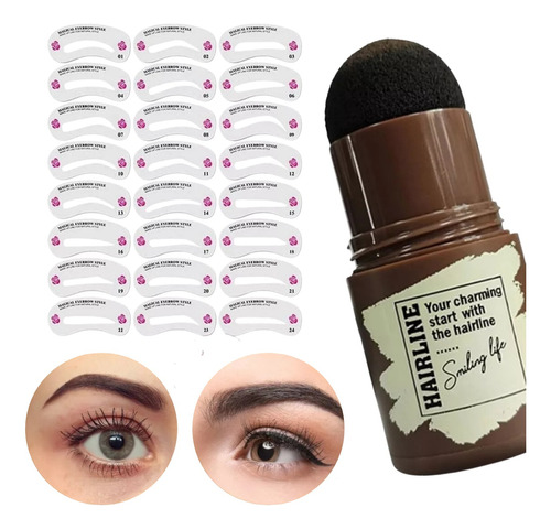 Kit Modelado Sellos Cejas Maquillaje 24 Plantillas Sombra F