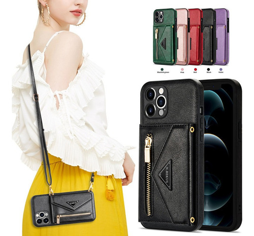 Funda Para Samsung Carcasa Celular Con Correa Tipo Billetera