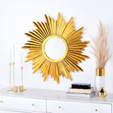 Espejo Decorativo Redondo Solar, 85 Cm, Color Dorado Antique