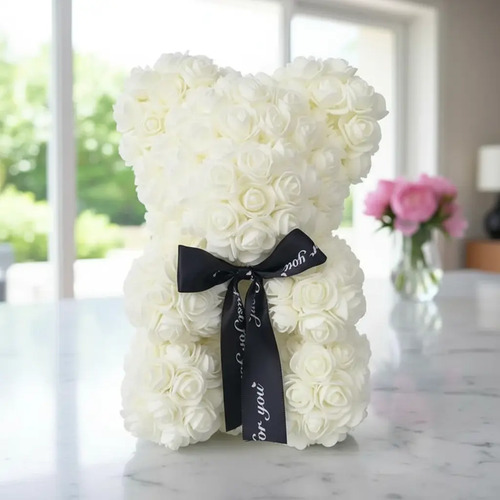 Oso Flores Foamy 3d Regalos Dia Madres Rosa Eterna