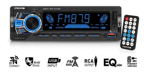 Autoestéreo Para Auto Steelpro Technologies Carbon 325 Con Usb, Bluetooth Y Lector De Tarjeta Sd