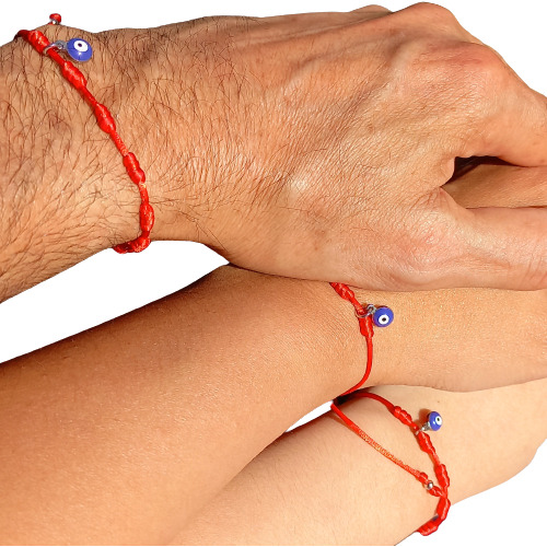 Pulseras Hilo Rojo 7 Nudos Para Familia 4 Unidades.