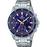 Reloj Hombre Casio Edifice Ef540d-7a Crono 25% Off ! Color Del Fondo Azul Color De La Malla Plateado Color Del Bisel Azul
