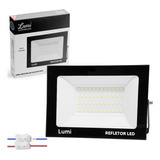 Kit 10 Refletor Lumi Led Holofote Smd Slim 200w 6500k Bivolt Ip67