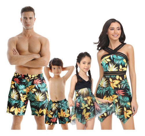 Trajes De Baño Bikini Hawaiano Para Parejas Y Ninos