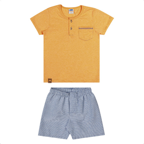 Conjunto Infantil Masculino Verão Laranja Neon Marlan 62677