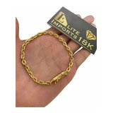 Pulseira 4mm Cadeado Banhado A Ouro 18k