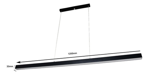 Luminaria Lustre Pendente Retangular Led Integrado 50w 115cm Cor Preto- Luz Neutra 4000k 127v/220v