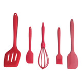 Set De Utensilios 5 Piezas De Silicona Para Cocina Rojo