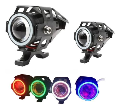 2 Faros Auxiliares Moto Auto Exploradoras Grandes Lupa Led