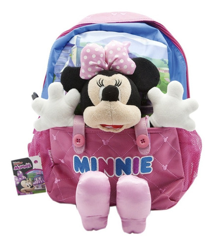 Mochila Espalda Jardín 13 Minnie Disney Con Peluche