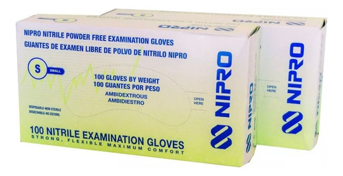 Guante Examen Nitrilo Nipro Talla L Sin Polvo. Caja X 100 Un