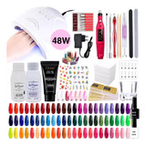 Kit Completo Cabina 48w Uñas Polygel Decoración Torno Nail