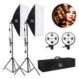 Kit 2 Soft Box 50 X 70 Quadruplo Luz Vídeo Estudio Com Bolsa