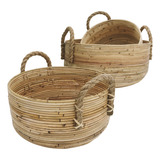 Set De 3 Cestos Modelo Keke De Rattan Color Natural 32789