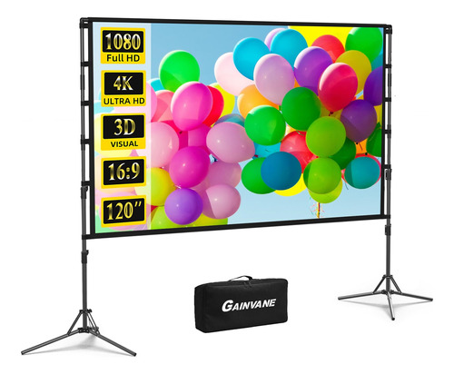 Gainvane - Pantalla De Proyector Portatil De 120 Pulgadas, P