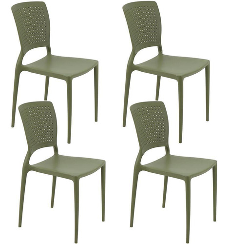 4 Cadeiras De Jantar Tramontina Safira Verde Oliva 92048/027
