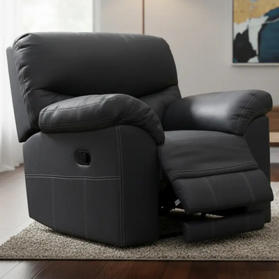 Sillon Reclinable De Piel Genuina Houston Color Gris Oxford | Meses sin interés