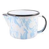 Caneca Leiteira Esmaltada P/ Ferver 1l Marmorizada Ewel Luxo Cor Azul-claro