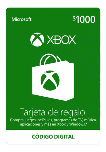 Tarjeta De Regalo Microsoft Xbox - 1,000 Mxn Código Digital