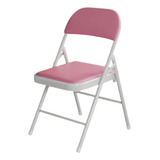 Silla Plegable Acojinada Para Oficina Home Office Exteriores Color Rosa