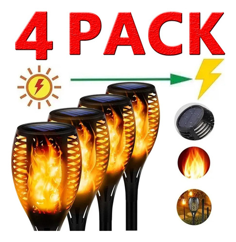 Lámpara Llevada Solar De La Antorcha Para El Jardín 4pcs/kit