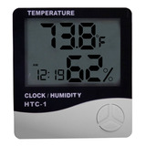 Higrometro Reloj Alarma Termometro Medidor Humedad Interior