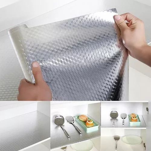 Papel Parede Aluminio Impermeavel Folha Autoadesiva Cozinha