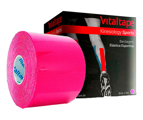 Bandagem Elástica Vital Tape Kinesiology Sports Pink  Fisio