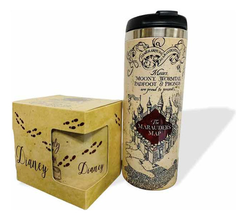 Paquete Termo Con Taza De Harry Potter Mapa Moderador Color Beige