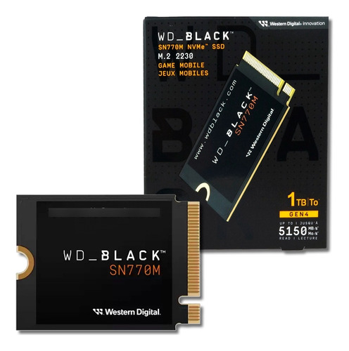 Ssd M.2 2230 Wd Black Western Digital Sn770m 1tb 1000gb Nvme Wds100t3x0g-00chy0 Velocidade De Leitura 5150mb/s