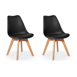 Conjunto 02 Cadeiras Eames Wood Leda - Preta