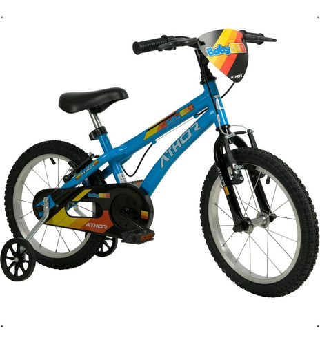 Bicicleta  Athor Bike Infantil Aro 16 Athor Baby Boy Masculina 3 4 5 6 Anos 2023 Freio V-brakes Cor Azul Com Rodas De Treinamento