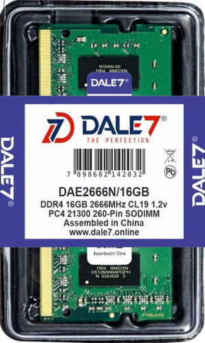Memória Dale7 Ddr4 16gb 2666 Mhz Notebook Kit C/ 05 Unid