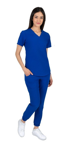 Pijama Uniforme Quirurgico Dama Tipo Jogger Azul Rey
