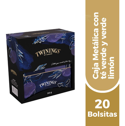 Caja Metálica Morada Twinings Con 20 Bolsitas De Té Verde