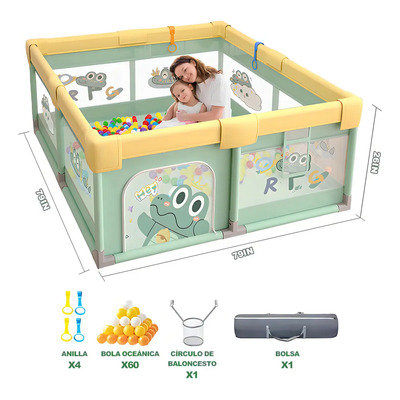 Corralito Para Bebé Verde Claro 79x79 Pulgadas Jeeleeko Con Función Colecho | Envío gratis