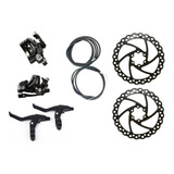 Kit Completo Freno Disco Bicicleta Del + Tra Manijas Cables